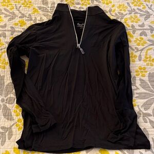 The Tailored Sportsman Black Quarter-Zip Long Sleeve ice fill Sun shirt